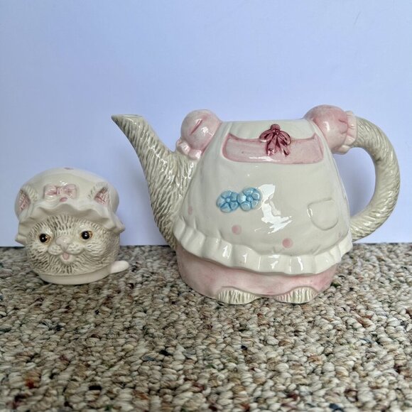 Kitty Cats with Polka Dot Bonnets 5pc Ceramic Kitchen Counter Utility Set - Picture 7 of 16